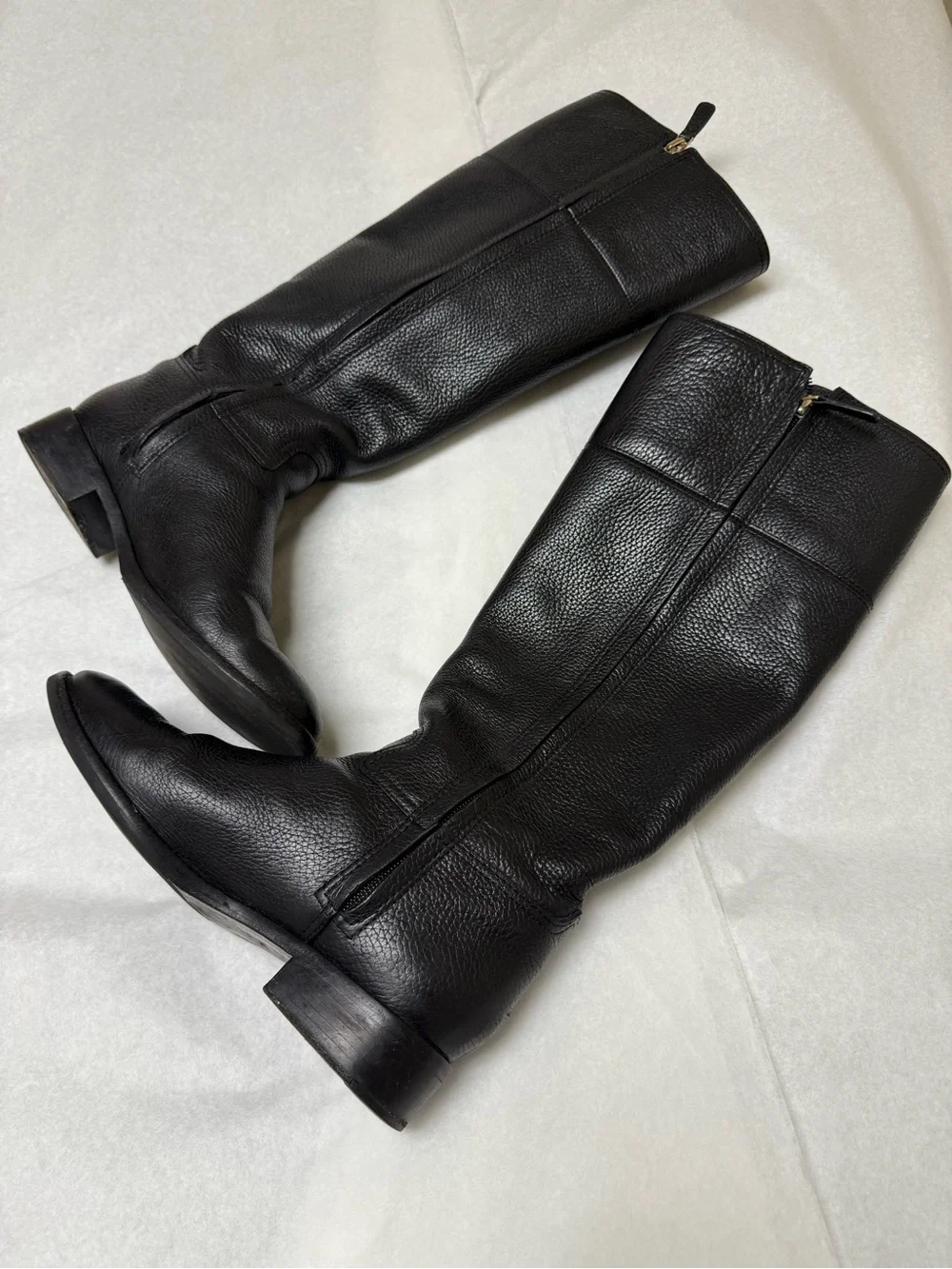 Tory Burch Black Jolie Pebbled Leather Over-the-Knee Riding Boots▪️